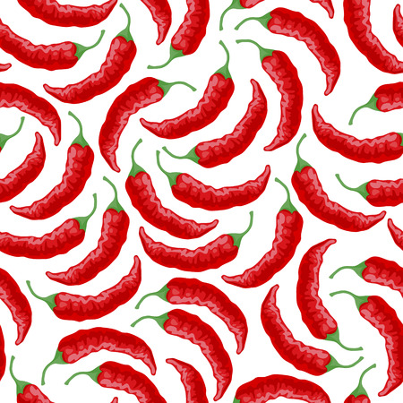 Red chili pepper seamless pattern. Spicy food background.のイラスト素材