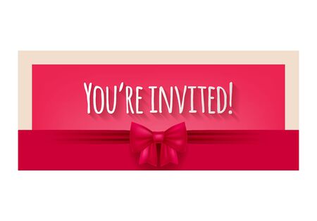 Universal invitation card template design with a bow - wedding, birthday, party.のイラスト素材