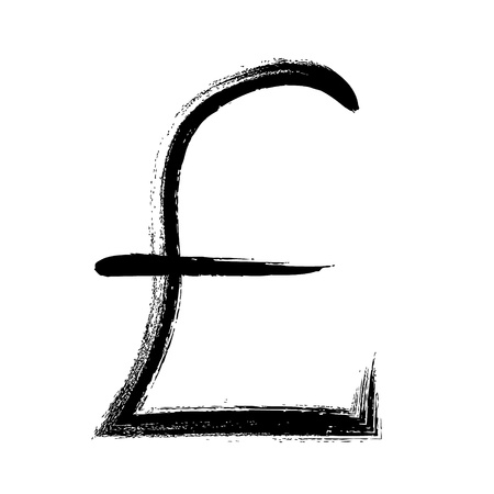 Currency symbol hand drawn vector illustration. GBP pound sign.のイラスト素材