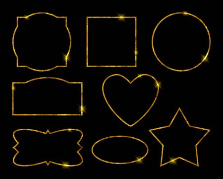 Beautiful golden premium luxury classic retro frames set. Luxury vector illustration for greeting businness card wedding invitation.のイラスト素材