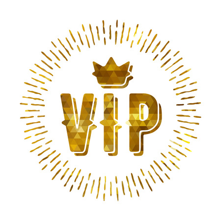 VIP premium mosaic faceted letters with royal crown with round shine vector illustration. Good for party invitation poster card flyer design.のイラスト素材