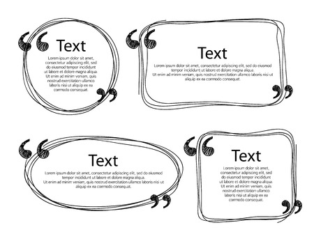 Quote frames templates set vector illustration. Hand drawn scribble design.のイラスト素材