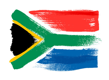 South Africa colorful brush strokes painted national country flag icon. Painted texture.のイラスト素材