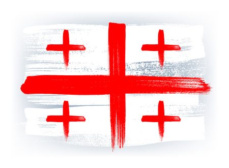 Georgia colorful brush strokes painted national country Georgian flag icon. Painted texture.のイラスト素材
