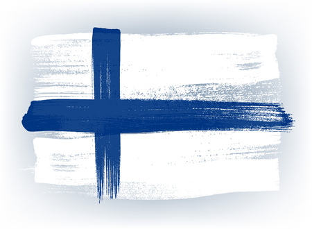 Finland colorful brush strokes painted national country finnish flag icon. Painted texture.のイラスト素材