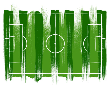 Soccer football field background illustration. Hand drawn paint texture. Good for poster invitation card design.のイラスト素材