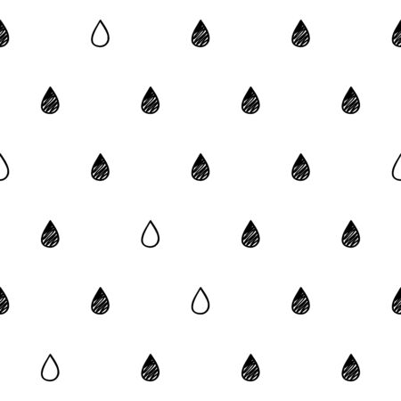 Water drops rain scribble sketch seamless pattern background. Hand drawn vector illustration.のイラスト素材