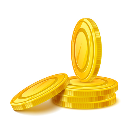 Coins stack vector illustration. Golden money cash. Wealth finance earning income symbol.のイラスト素材