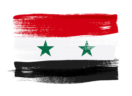 Syria colorful brush strokes painted national country Syrian flag icon. Painted texture.のイラスト素材