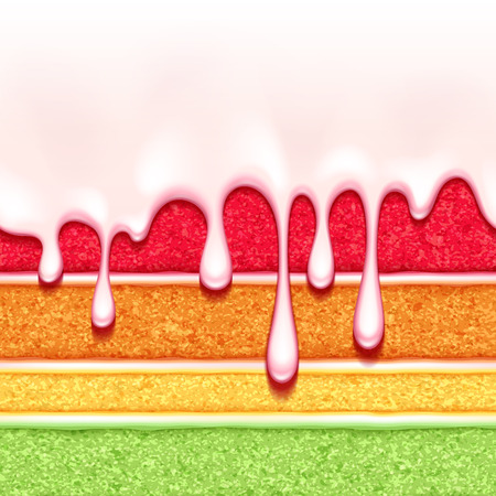 Rainbow sponge cake background. Colorful seamless texture.のイラスト素材