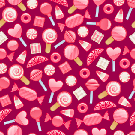 Different sweets. Assorted candies seamless background.のイラスト素材