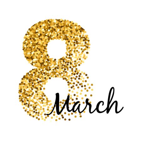 8 march womens day greeting card. Gold glitter.のイラスト素材