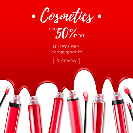 Red spilled lip gloss background.のイラスト素材