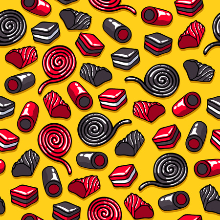 Licorice candies seamless background vector illustration.のイラスト素材