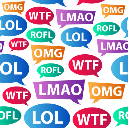 Chat words - LOL OMG WTF ROFL LMAO. Internet slang.のイラスト素材