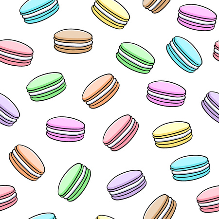 Seamless assorted macarons pattern.のイラスト素材