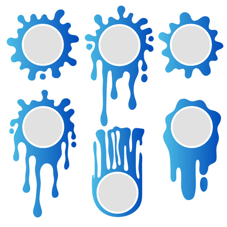 Blue splashes round frames set with copy space.のイラスト素材