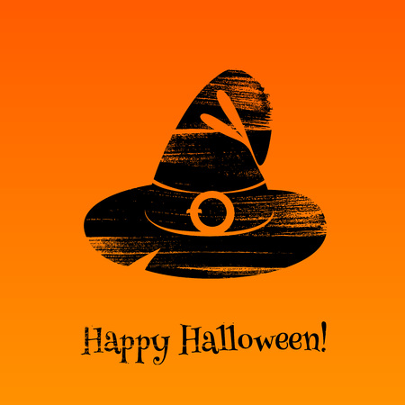Halloween with magic hat. Good for greetings design. Paintbrush strokes texture.のイラスト素材