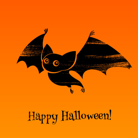 Halloween background with bat. Good for greetings design. Paintbrush strokes texture.のイラスト素材