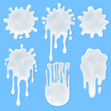 Milk splashes set.のイラスト素材