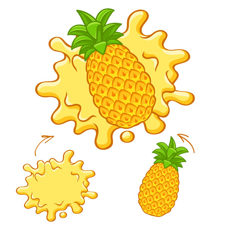 Yellow juice splash with pineapple fruit.のイラスト素材