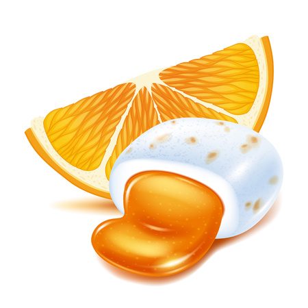 Realistic chewing gum pellet with filling vector illustrationのイラスト素材