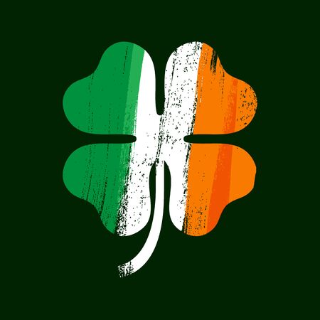 Shamrock clover icon. Irish flag texture. Symbol of luck.のイラスト素材