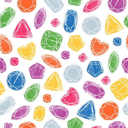 Seamless gemstones pattern on white.のイラスト素材
