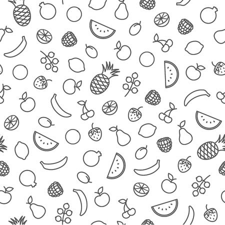 Assorted fruits seamless pattern.のイラスト素材
