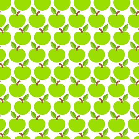 Green apple seamless pattern design. Fruits background - flat style.のイラスト素材