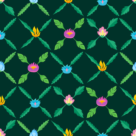 Colorful flowers seamless background.のイラスト素材