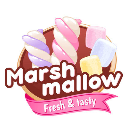 Marshmallow colorful poster or badge.のイラスト素材