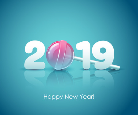 2019 Happy New Year background. Seasonal greeting card template.のイラスト素材