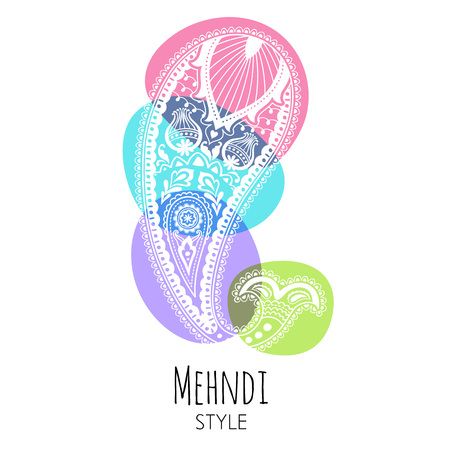 Colorful paisley vector illustration. Indian background. Yoga designのイラスト素材