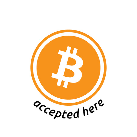 Bitcoin accepted here design. Criptocurrency symbol. Blockchain technology.のイラスト素材