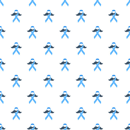 prostate cancer awareness month. Men's health concept. Moustaches and blue ribbon seamless pattern background. Good for poster, banner, card design.のイラスト素材