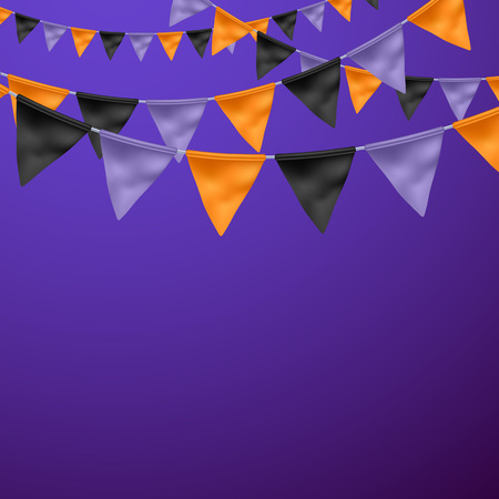 Halloween party background with flags. Holiday greeting cards, poster, banner design.のイラスト素材