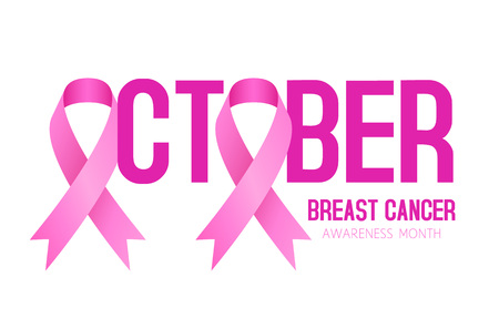 Pink ribbon breast cancer awareness symbol banner poster card.のイラスト素材