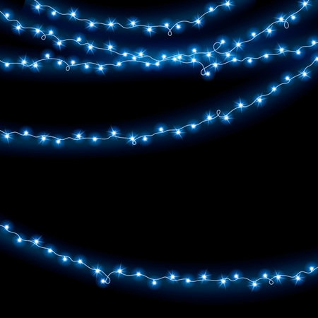 Christmas lights garland vector background. New year festive decorative illustration.のイラスト素材