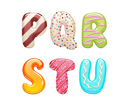 Decorated sweets abc letters set - cookies and candies alphabet design.のイラスト素材