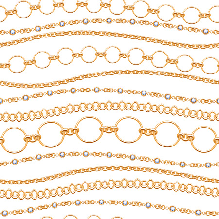 Assorted Golden Chains On White Background Seamless Pattern Good