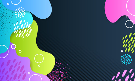 Vector blobs abstract background. Colorful liquid shapes and geometric lines and circles. Cover, poster, flyer template.のイラスト素材