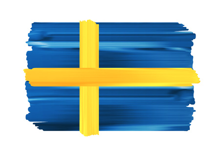 Sweden colorful brush strokes painted national scandinavian country Swedish flag icon. Painted texture.のイラスト素材