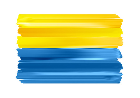 Ukraine colorful brush strokes painted national country Ukrainian flag icon. Painted texture.のイラスト素材