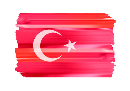 Turkey colorful brush strokes painted national country Turkish flag icon. Painted texture.のイラスト素材