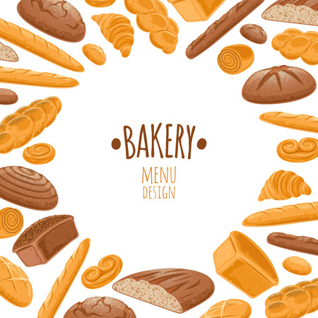 Bread background. Vector bakery products.のイラスト素材