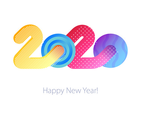 2020 Happy New Year background. Futuristic colorful design for Christmas winter holidays. Seasonal greeting card, calendar, invitation, brochure template.のイラスト素材