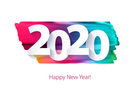 2020 Happy New Year background with colorful numbers. Christmas winter holidays design. Seasonal...
