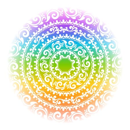 Rainbow mandala vector illustration.のイラスト素材