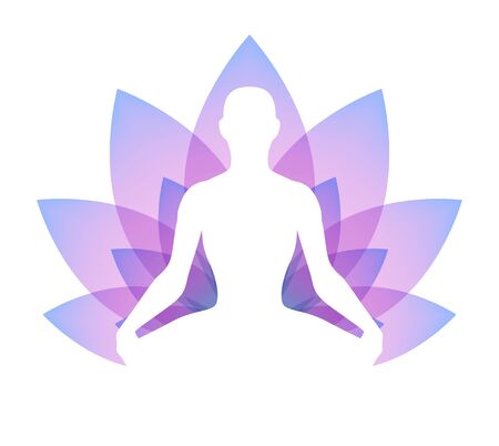 Meditating human in lotus pose. Yoga illustration.のイラスト素材